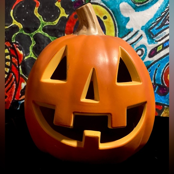 Vintage Pumpkin Jack O Lantern Lighted Halloween Fall Decor 9" - Picture 5 of 11